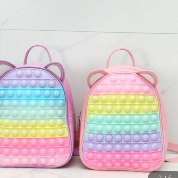 Pop It Fidget Mini Backpack W/ Character Ears For Kids & Adults Baby Pink-Multi - Picture 2 of 8